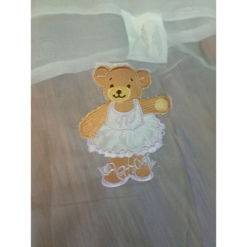 Girl Teddy Bear Valance Sheer White Kids Bedroom Princess 90x14